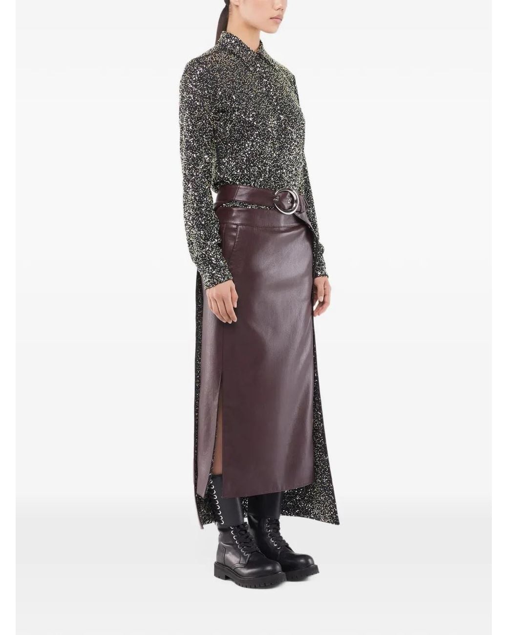 Rabanne Brown Double Layer Midi Skirt