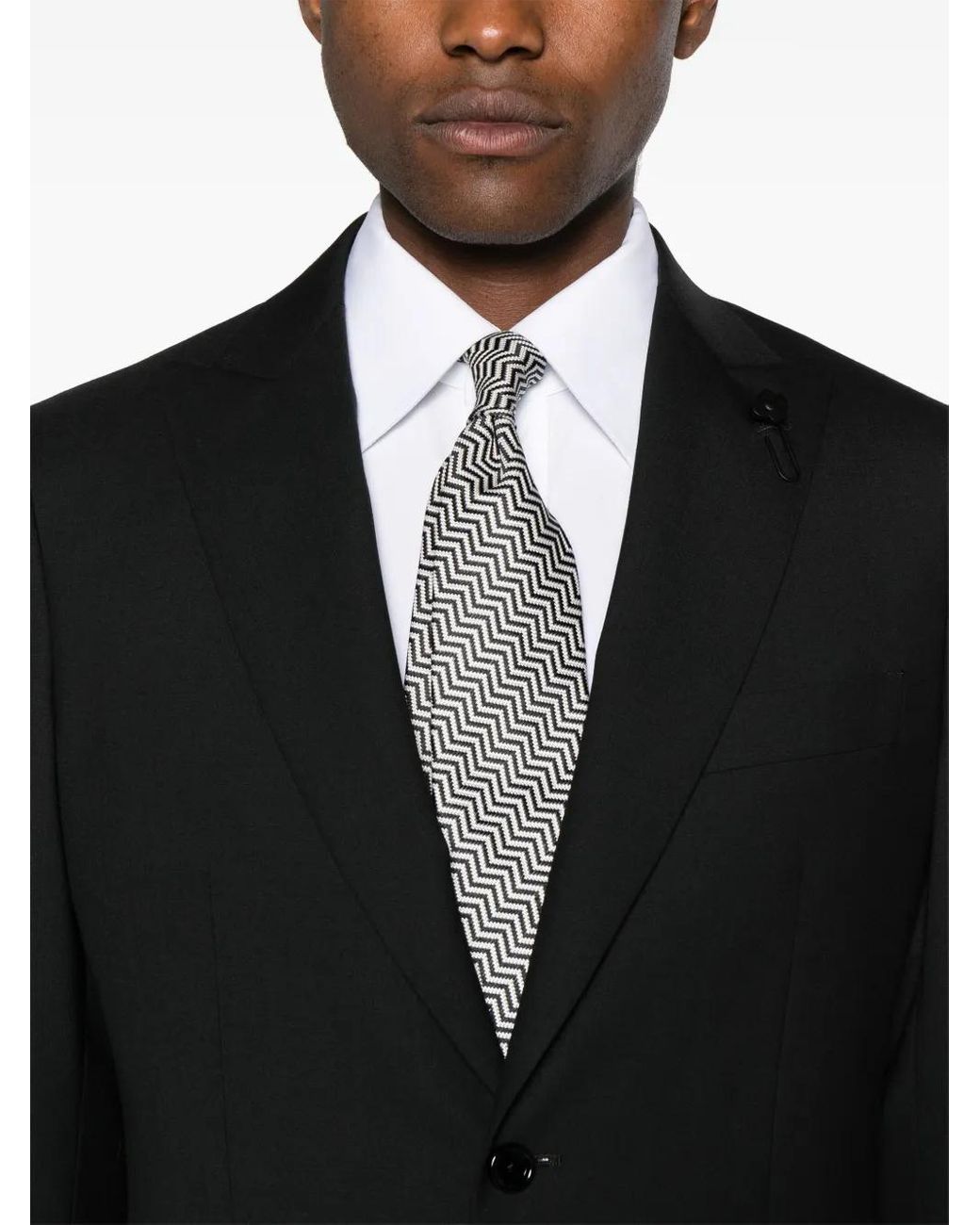 Lardini Black Single-Breasted Wool Suit for men