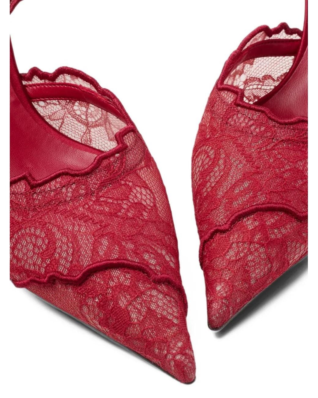 Jimmy Choo Red Faiz Lace-Overlay Pumps