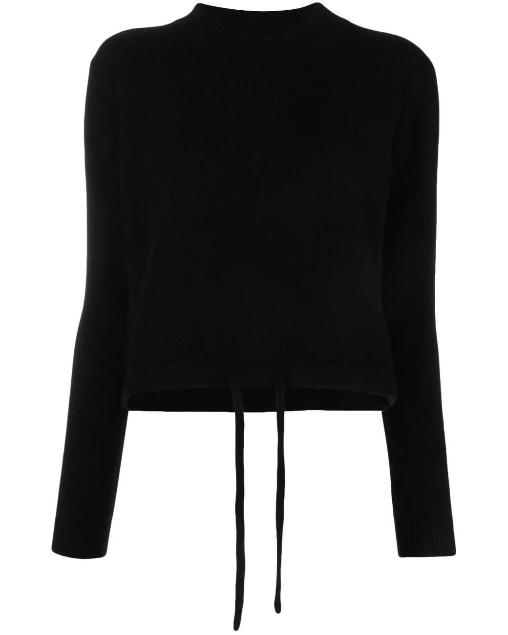 Liska Black Cashmere Drawstring-Hem Jumper