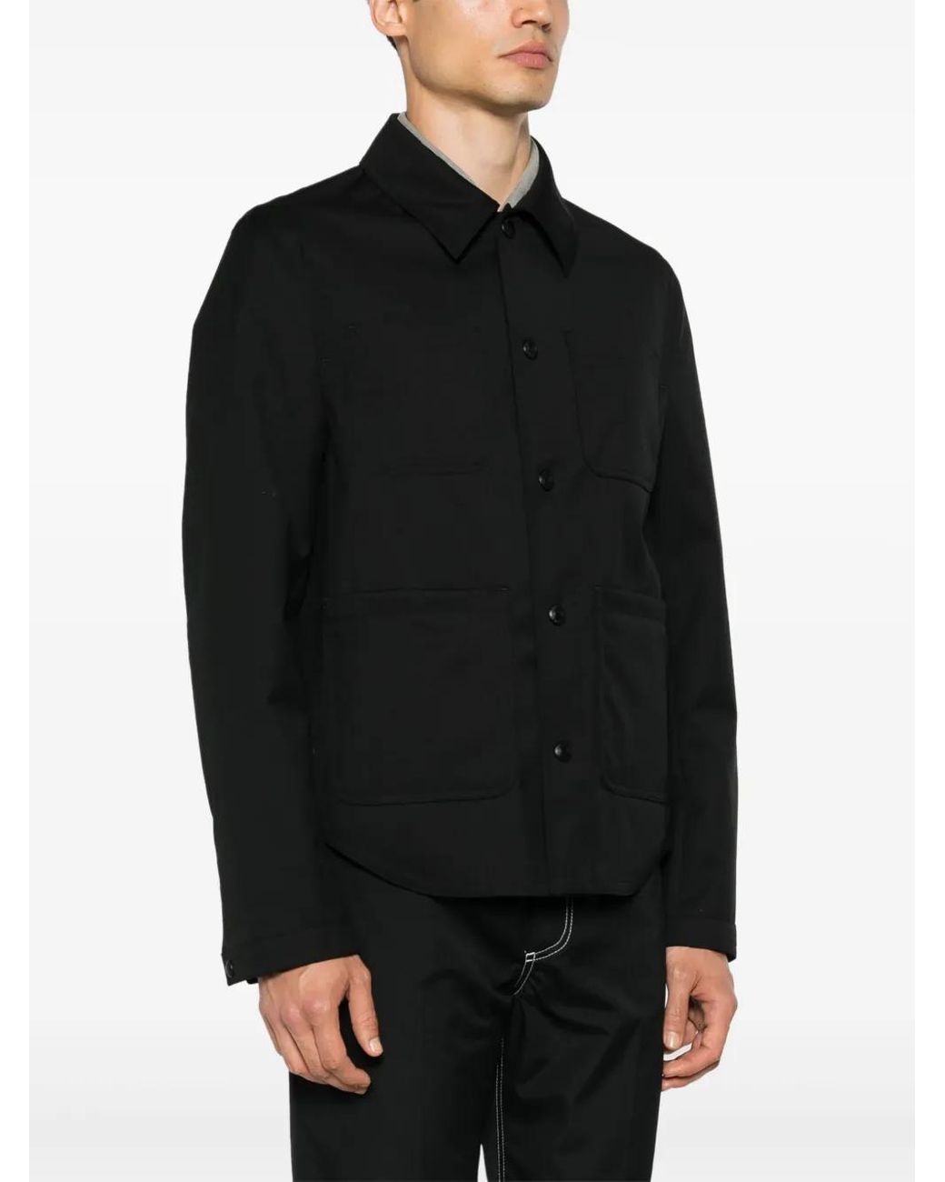 Thom Browne Black Wool Shirt Jacket for men