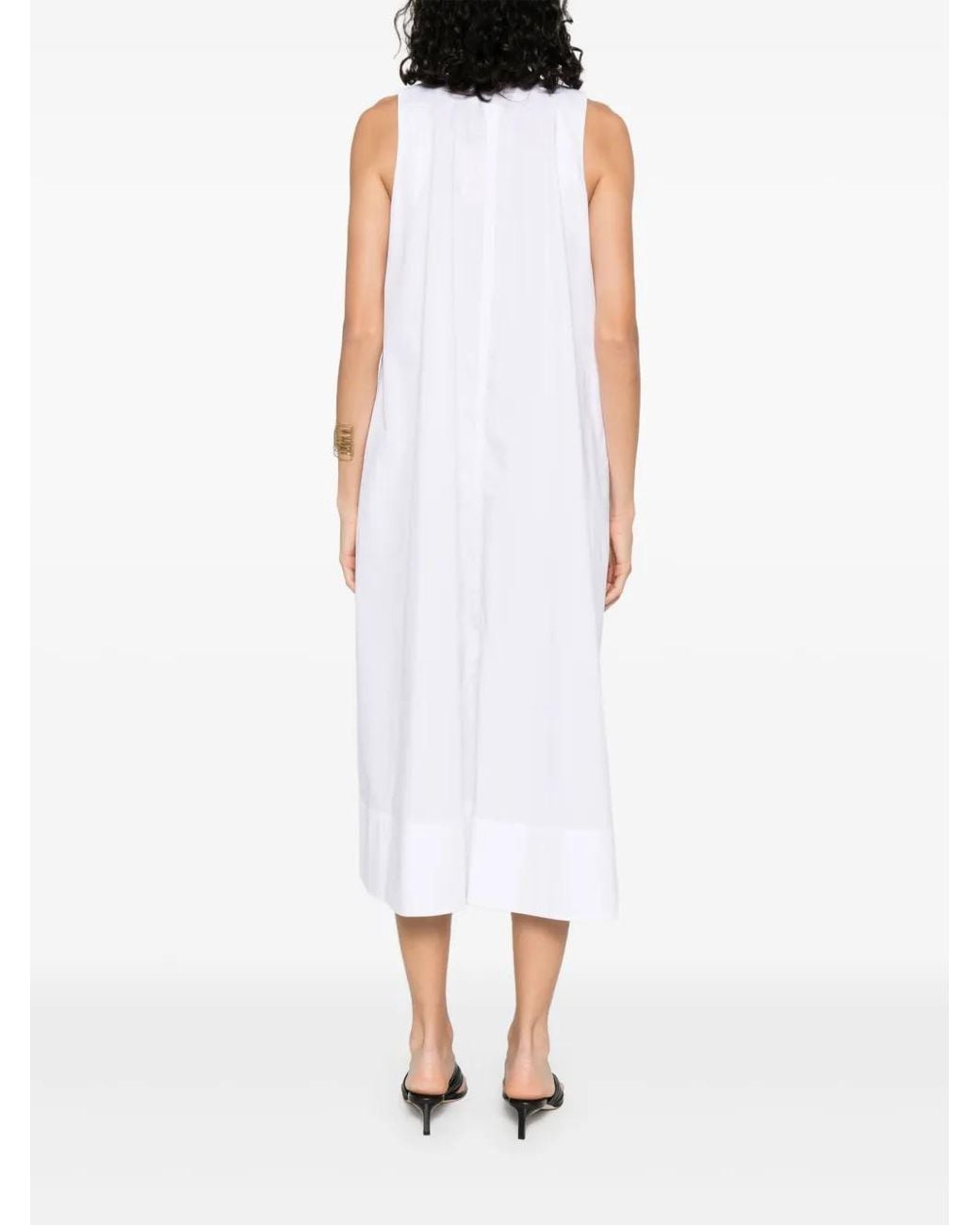 Twinset White Logo-Plaque Midi Dress