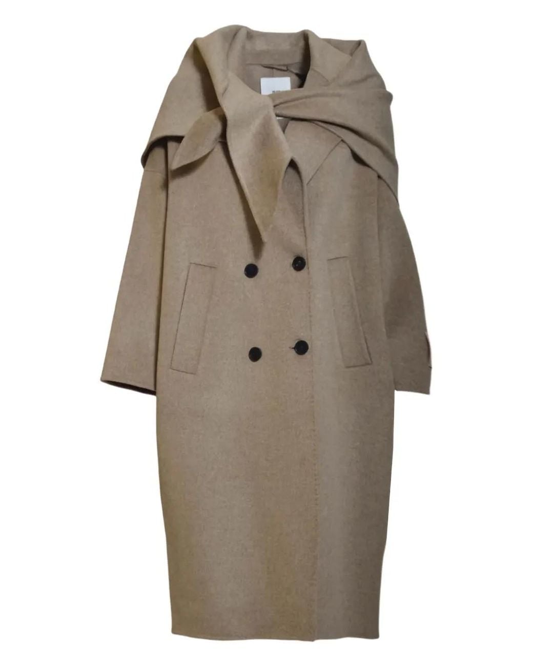 SOLOTRE Natural Double-Breasted Shawl-Collar Coat
