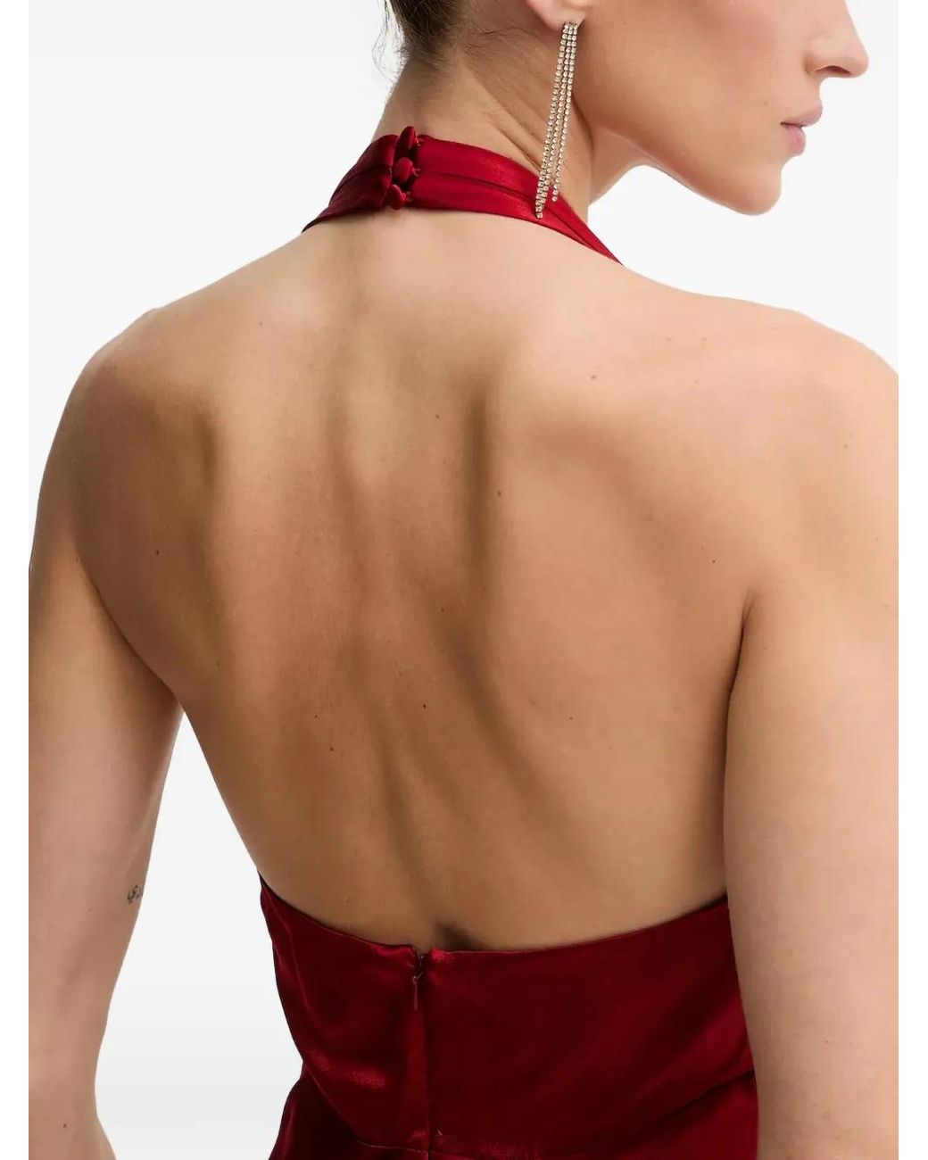 Bardot Red Magdalene Halter Neck Maxi Dress