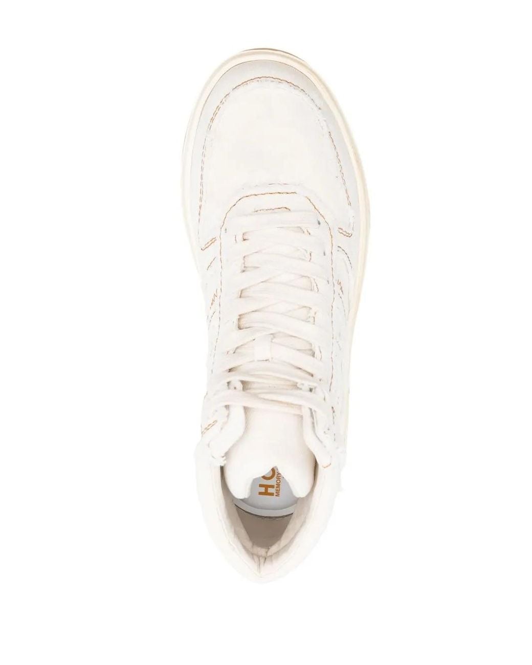 Hogan White Contrast-Stitch High-Top Sneakers