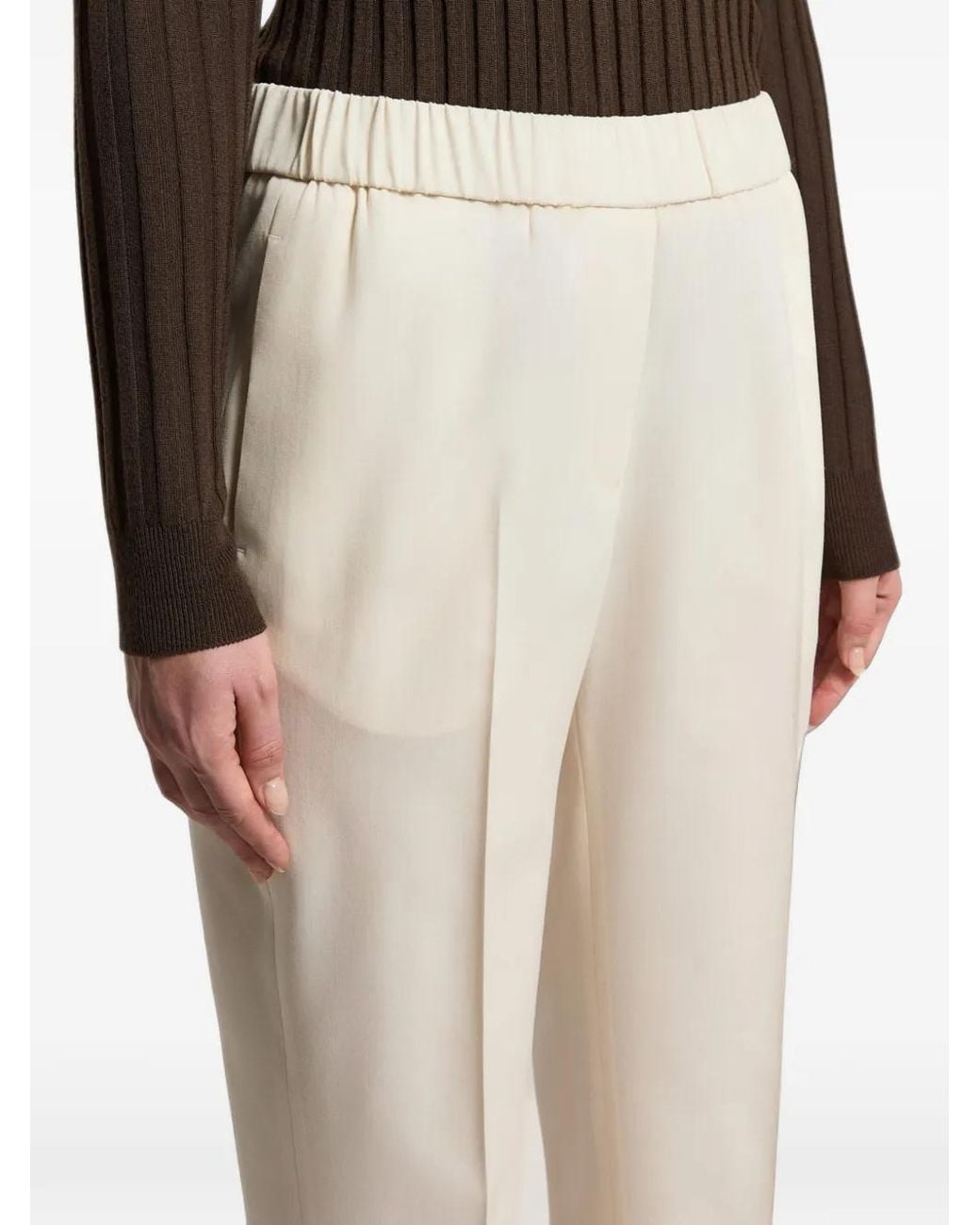 Peserico Natural Elasticated-Waistband Cropped Trousers