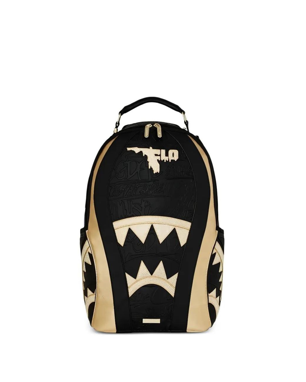 Sprayground Black X Flo Rida The Hit Maker Logo-Patch Backpack for men
