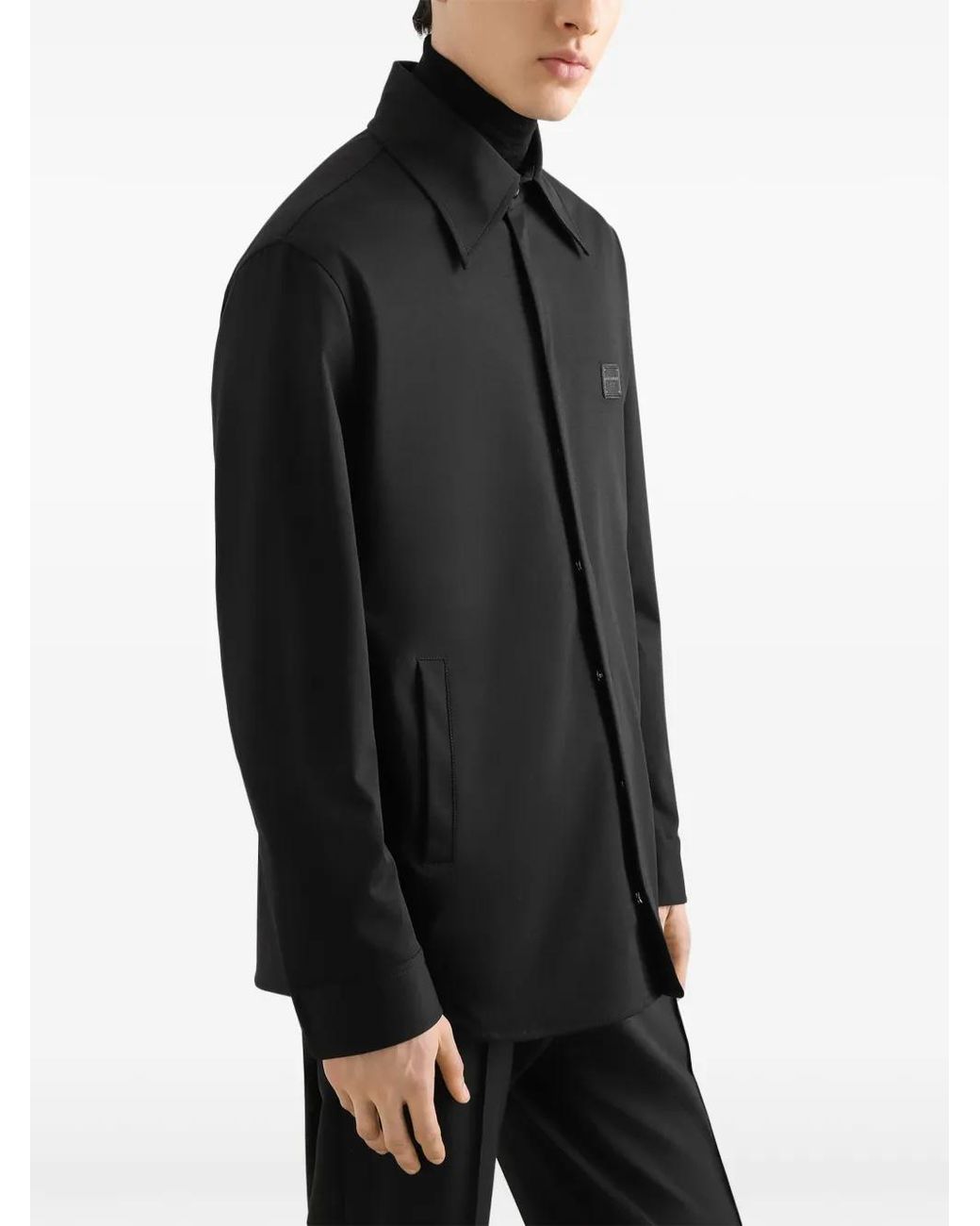 Dolce & Gabbana Black Logo-Plaque Shirt Jacket for men