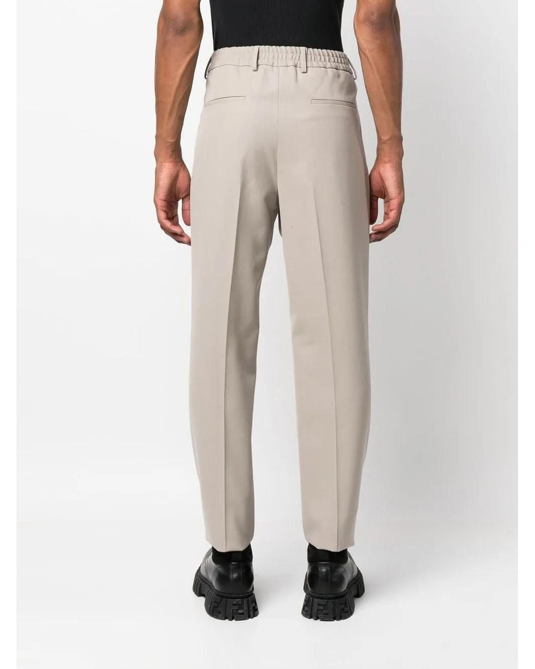 Fendi Natural Pleated Tailored Trousers for men