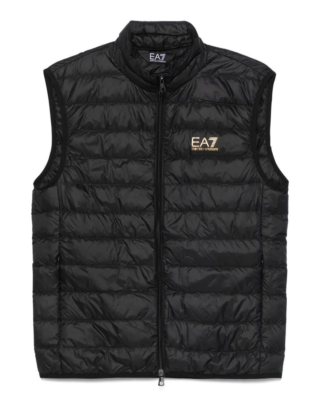 EA7 Black Logo Down Vest for men