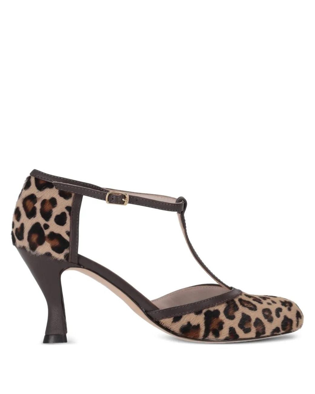P.A.R.O.S.H. Brown T-Strap Animal-Print Pumps