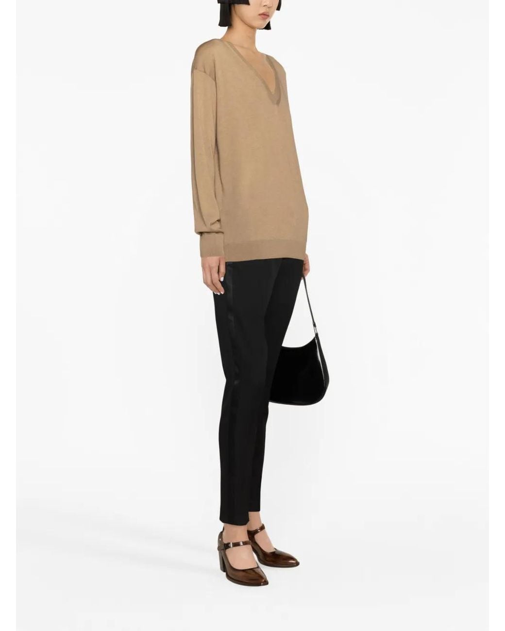 Valentino Garavani Natural V-Neck Fine-Knit Jumper