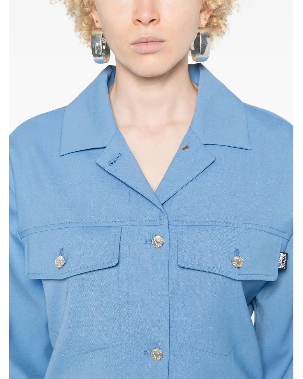 Moschino Blue Logo-Tag Jacket