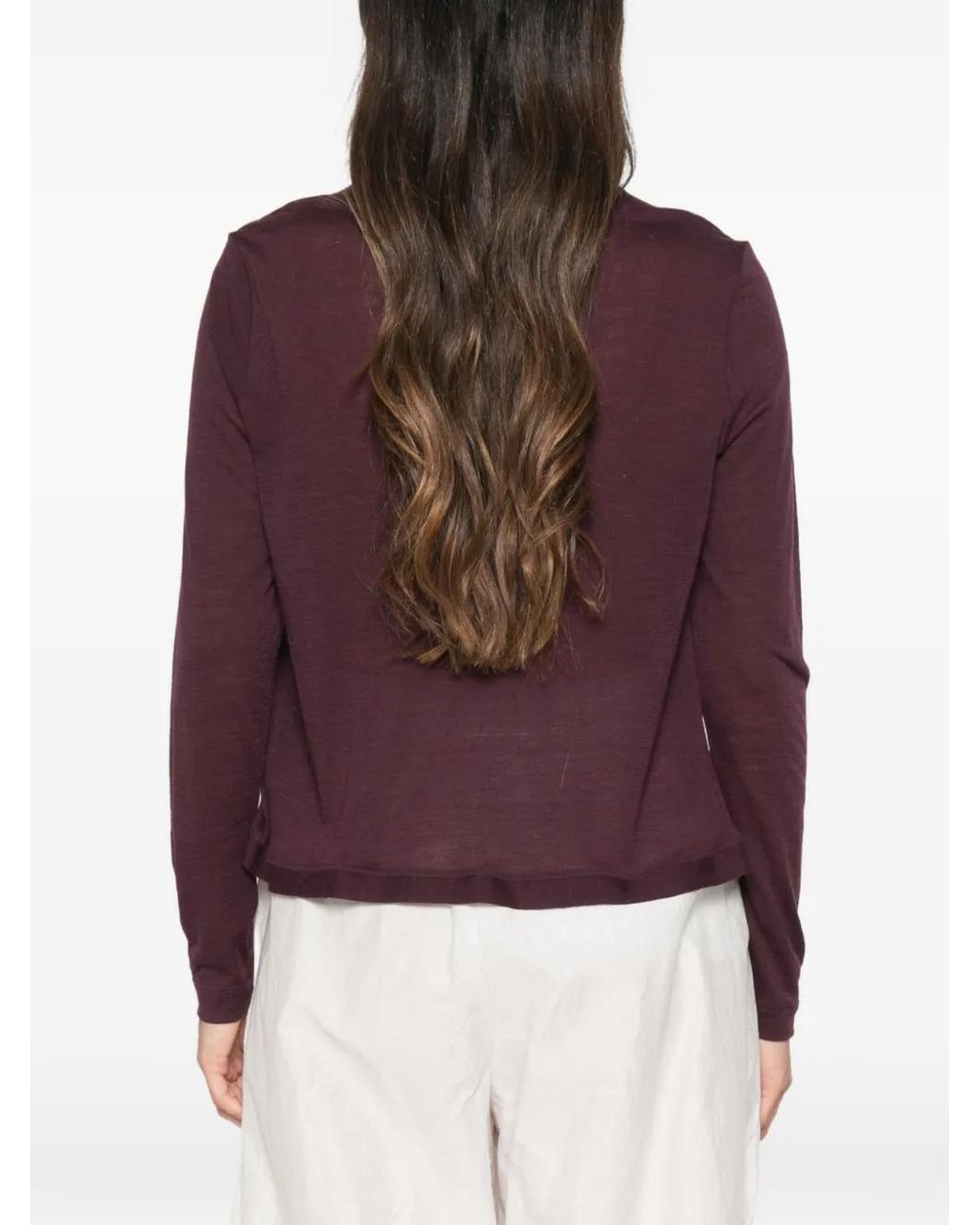 Whyci Purple Patterned V-Neck Cardigan