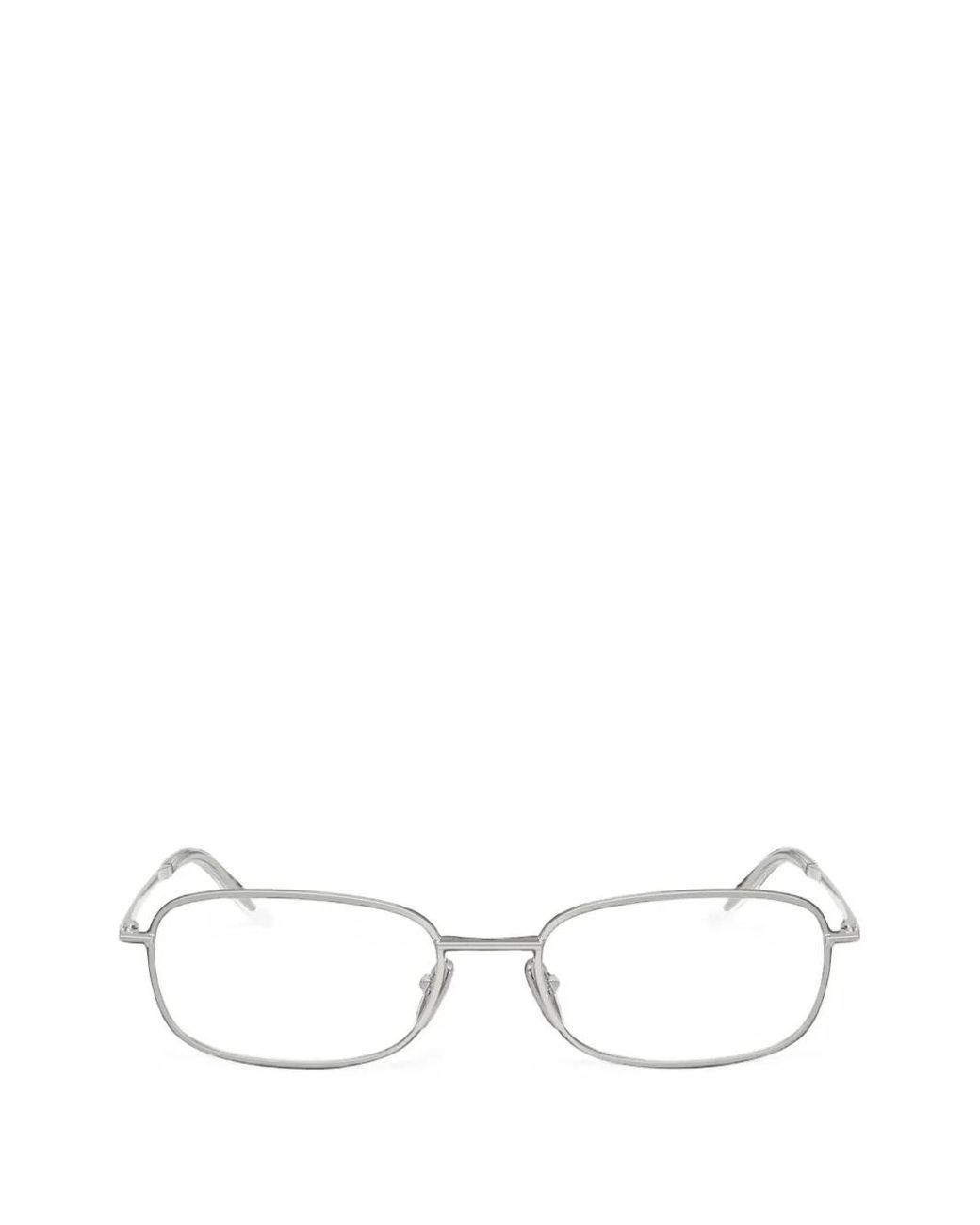 Prada White Brille Mit Eckigem Gestell
