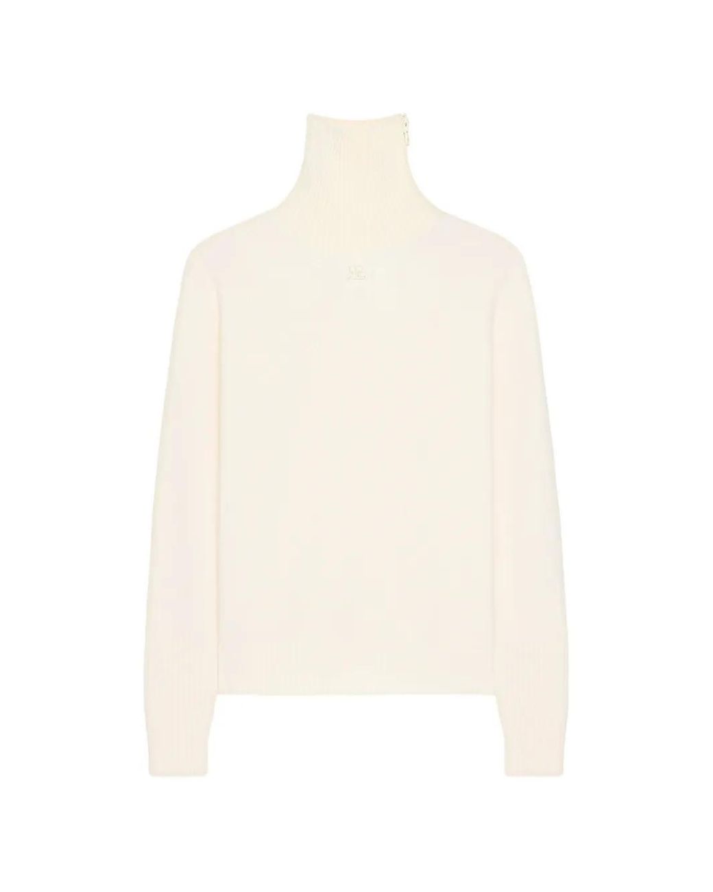 Courreges White High-Neck Knitted Sweater