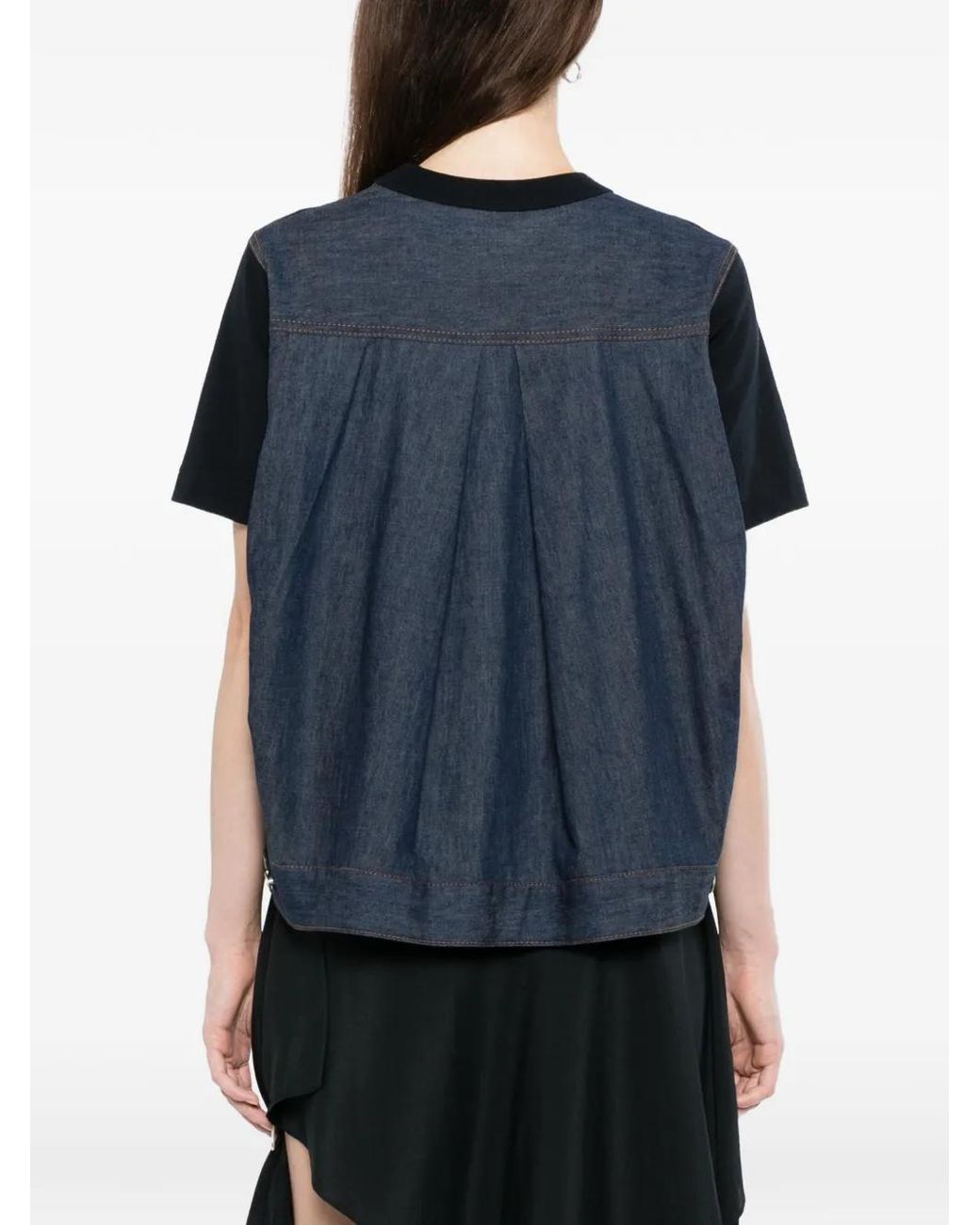Sacai Black Denim X Cotton T-Shirt