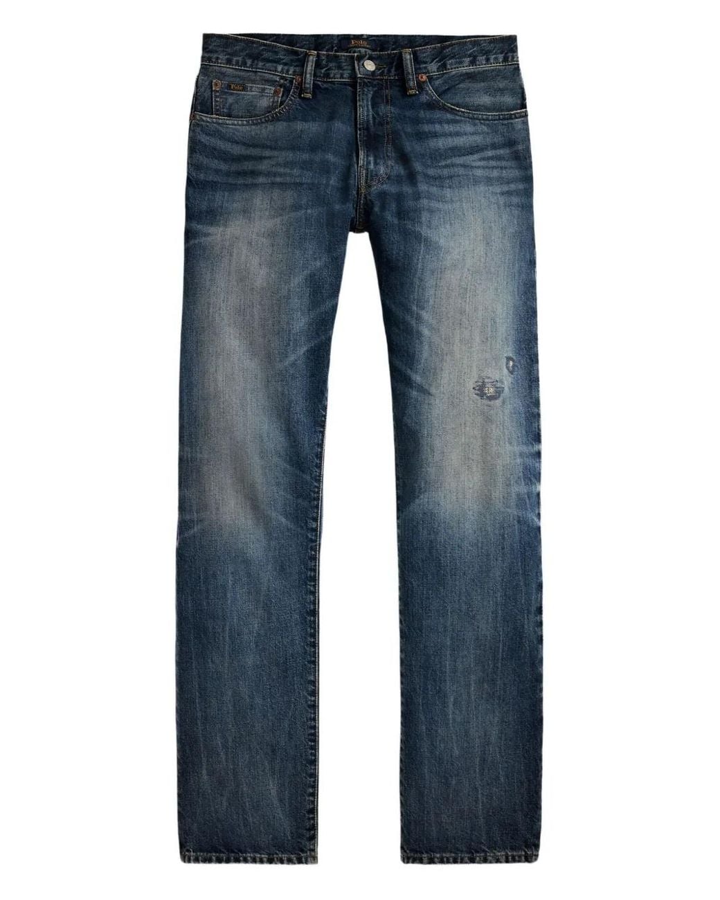 Polo Ralph Lauren Blue Repaired-Detail Cotton Jeans for men