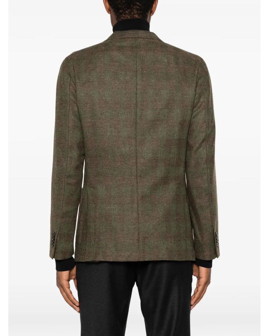 Boglioli Green Check-Pattern Notched-Lapel Jacket for men