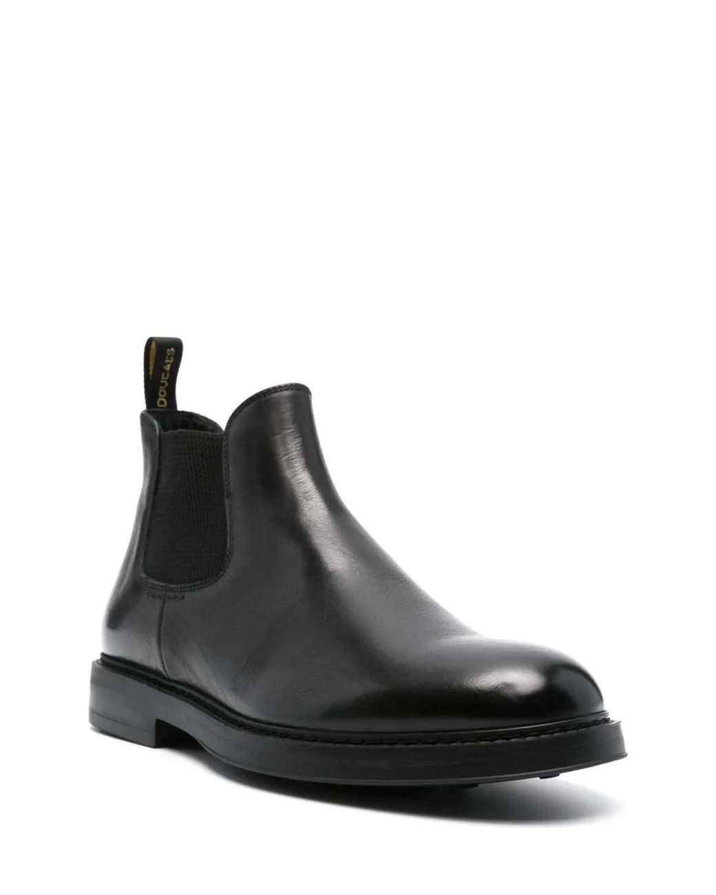 Doucal's Black Round-Toe Leather Boots for men