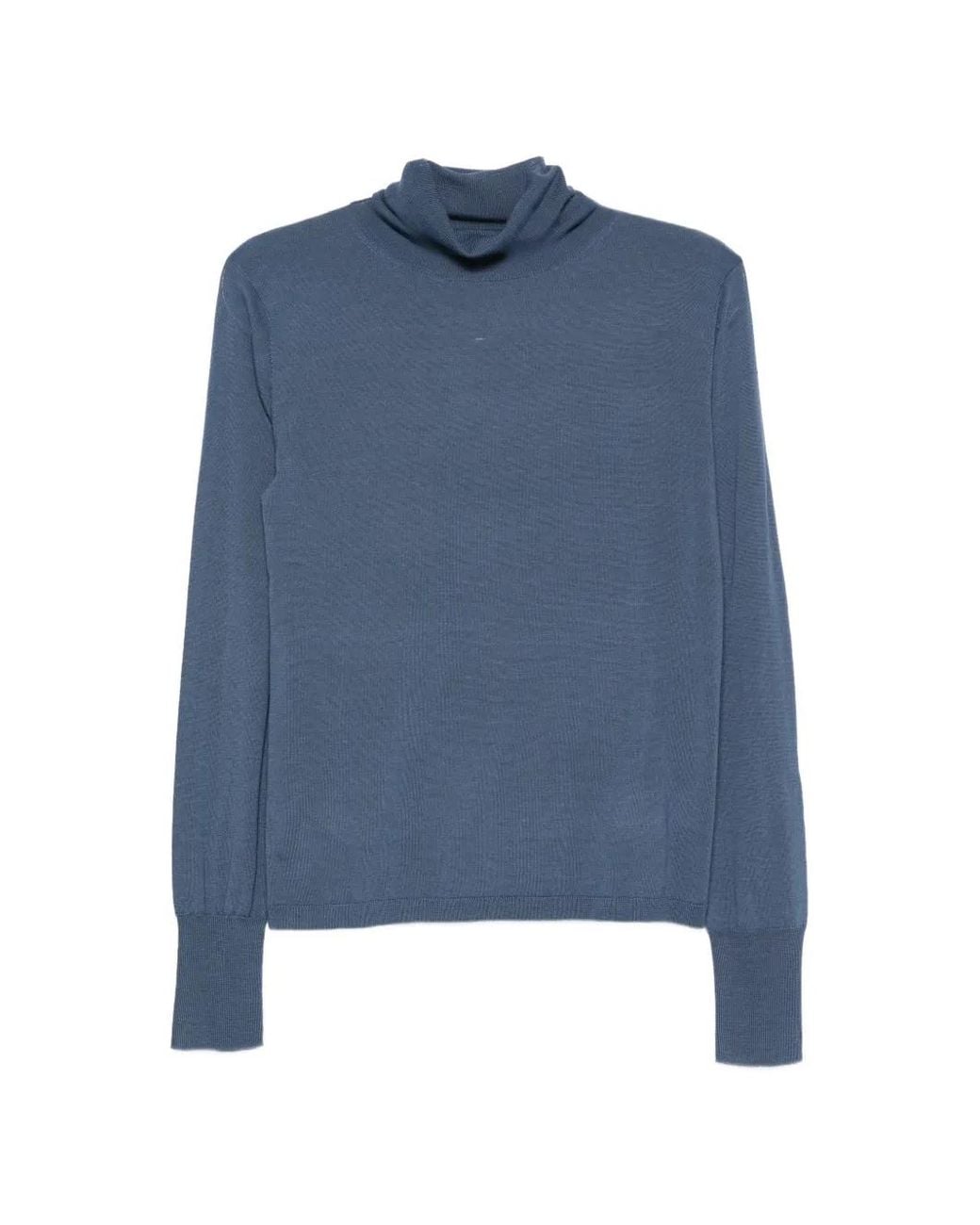 Aspesi Blue Roll-Neck Wool Sweater