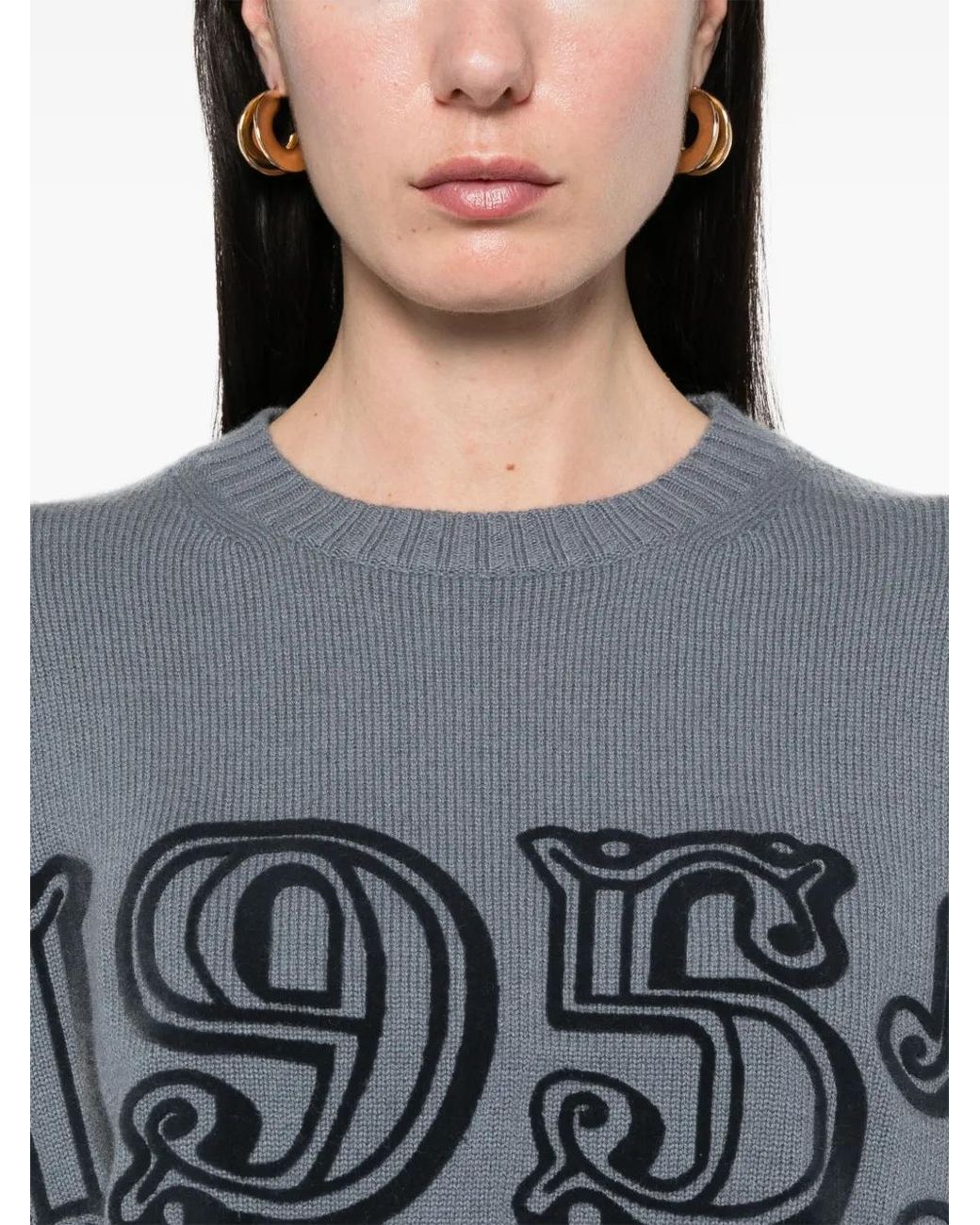 Max Mara Gray Chic Dropped Shoulder Sweater