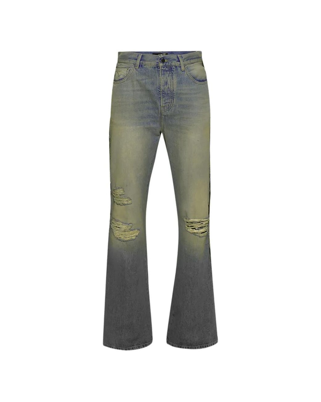 Amiri Gray Patchwork Ripped Jeans for men