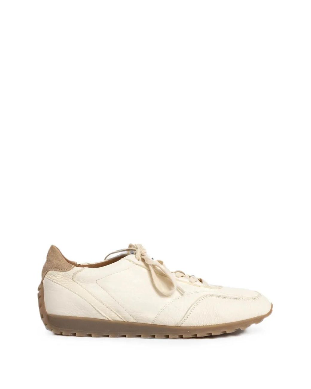 Eleventy White Leather Suede-Panel Sneakers