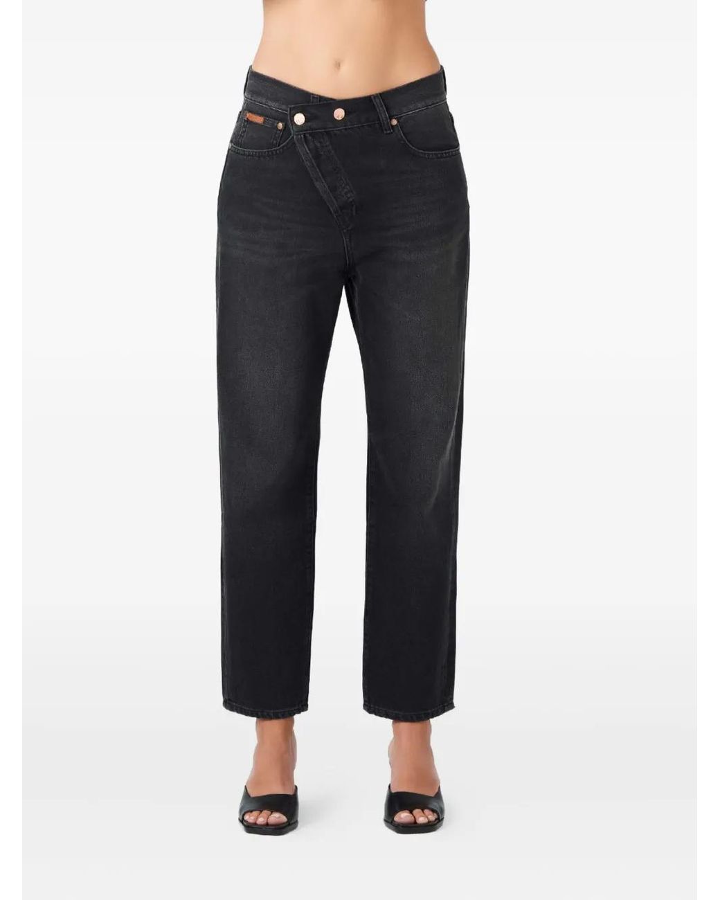 No44 Black Crossover-Button Jeans
