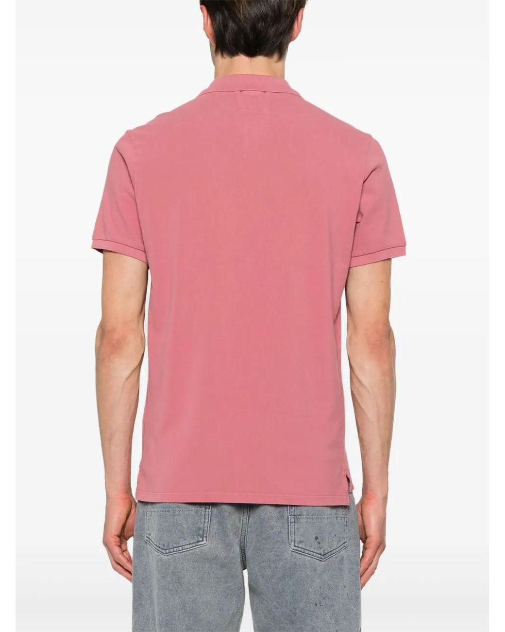 C P Company Pink Logo-Embroidered Polo Shirt for men