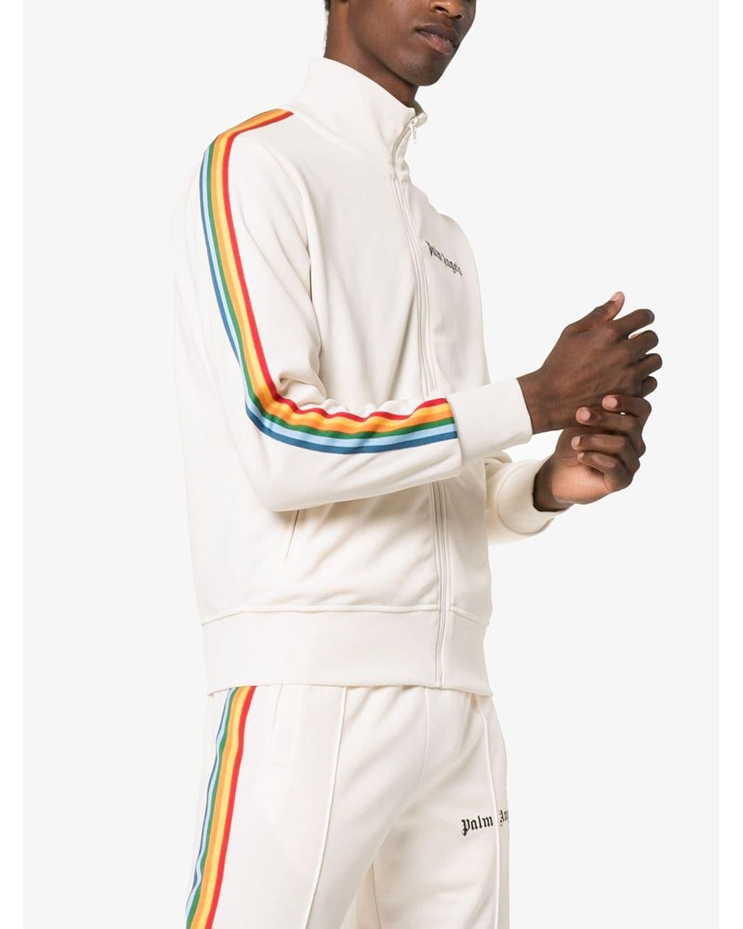 Palm Angels Rainbow Stripe Tracksuit Jacket in White for Men | Lyst Canada