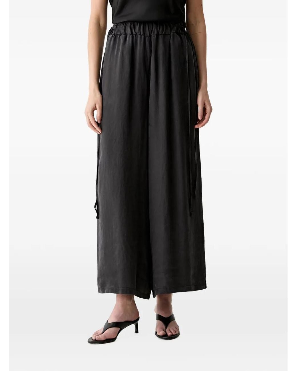 ViCOLO Black Elasticated Drawstring-Waist Trousers