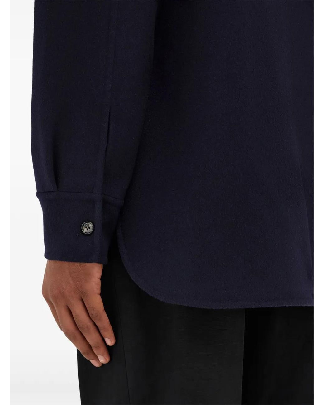 Ferragamo Blue Cashmere-Blend Overshirt for men