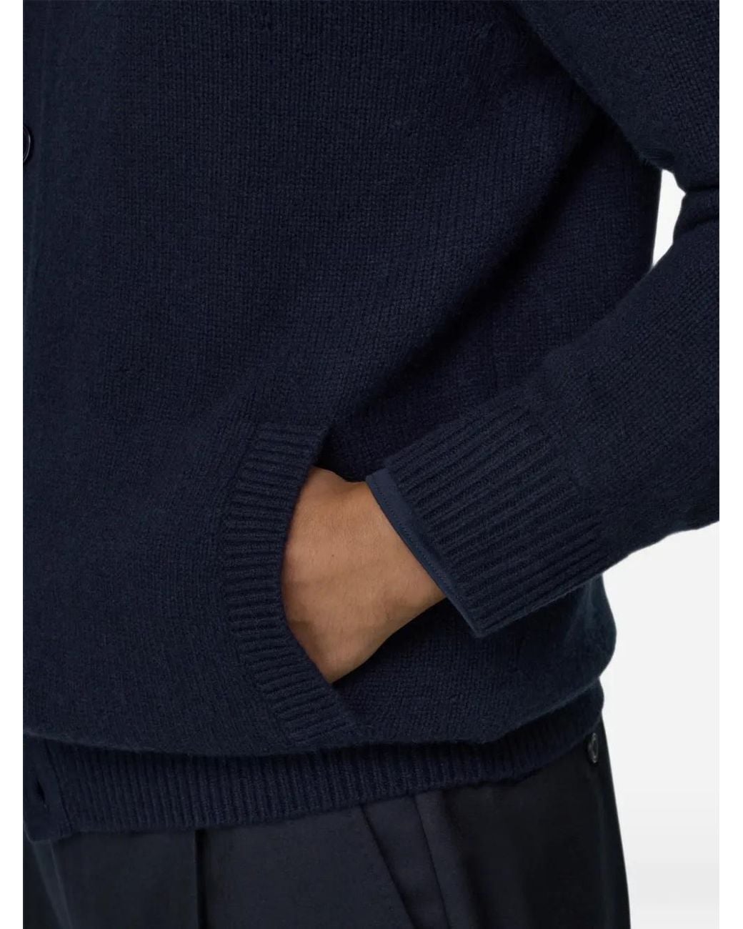 Boggi Blue Cardigan Roll-Neck Jumper for men