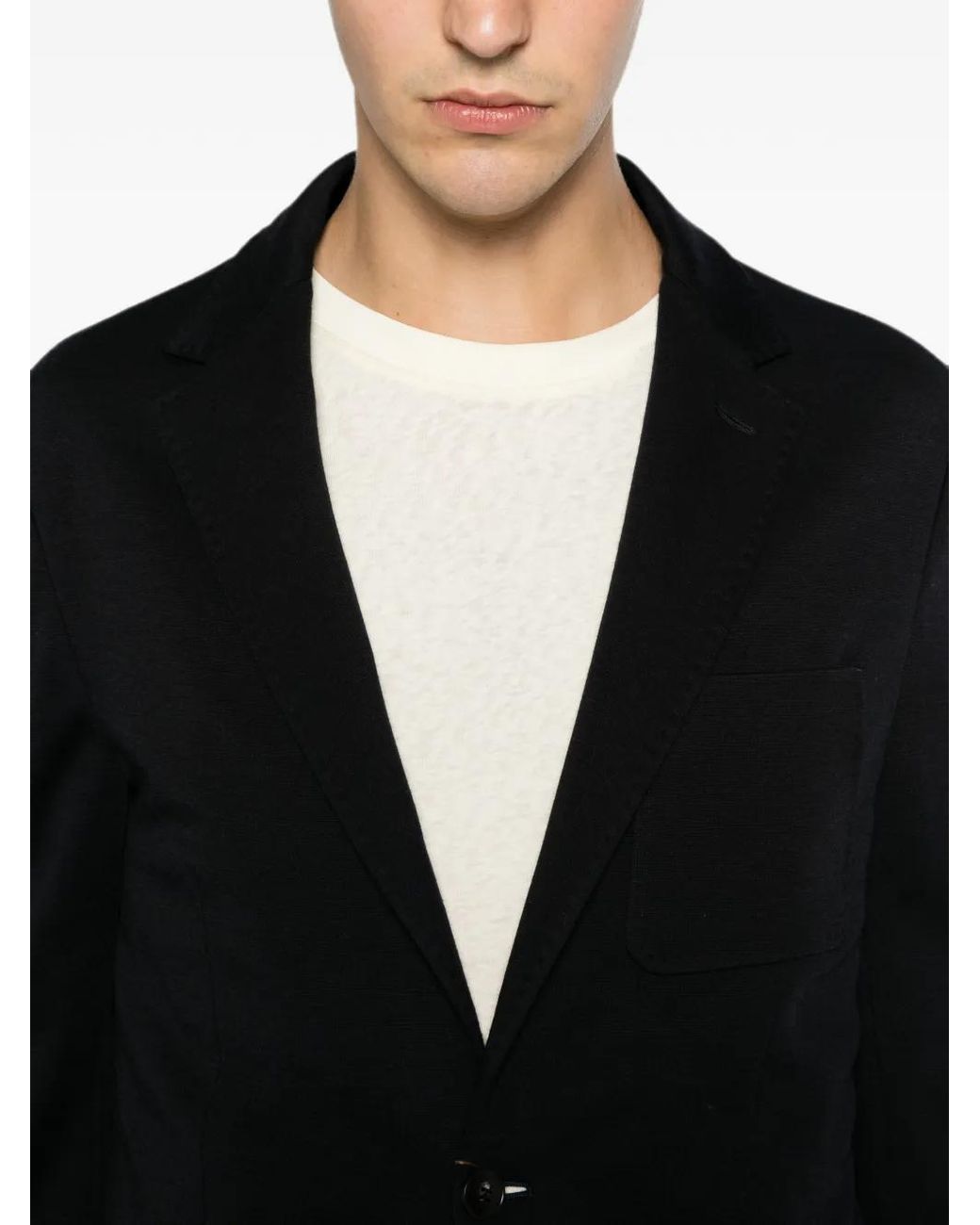 Canali Black Single-Breasted Notched-Lapel Blazer for men
