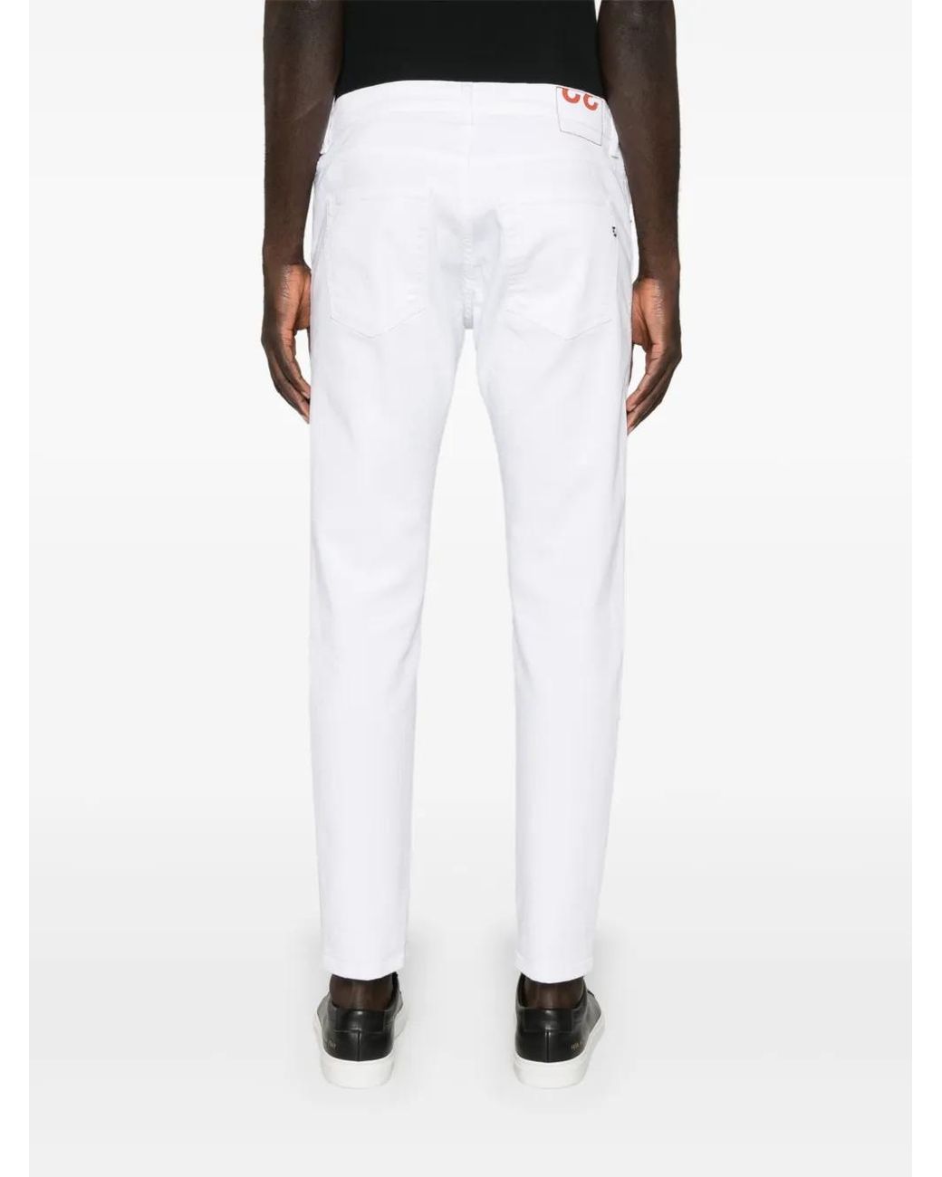 Dondup White Logo-Print Tapered Jeans for men