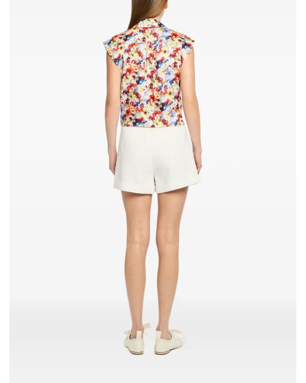 Cinq À Sept White Wildflower Sleeveless Top