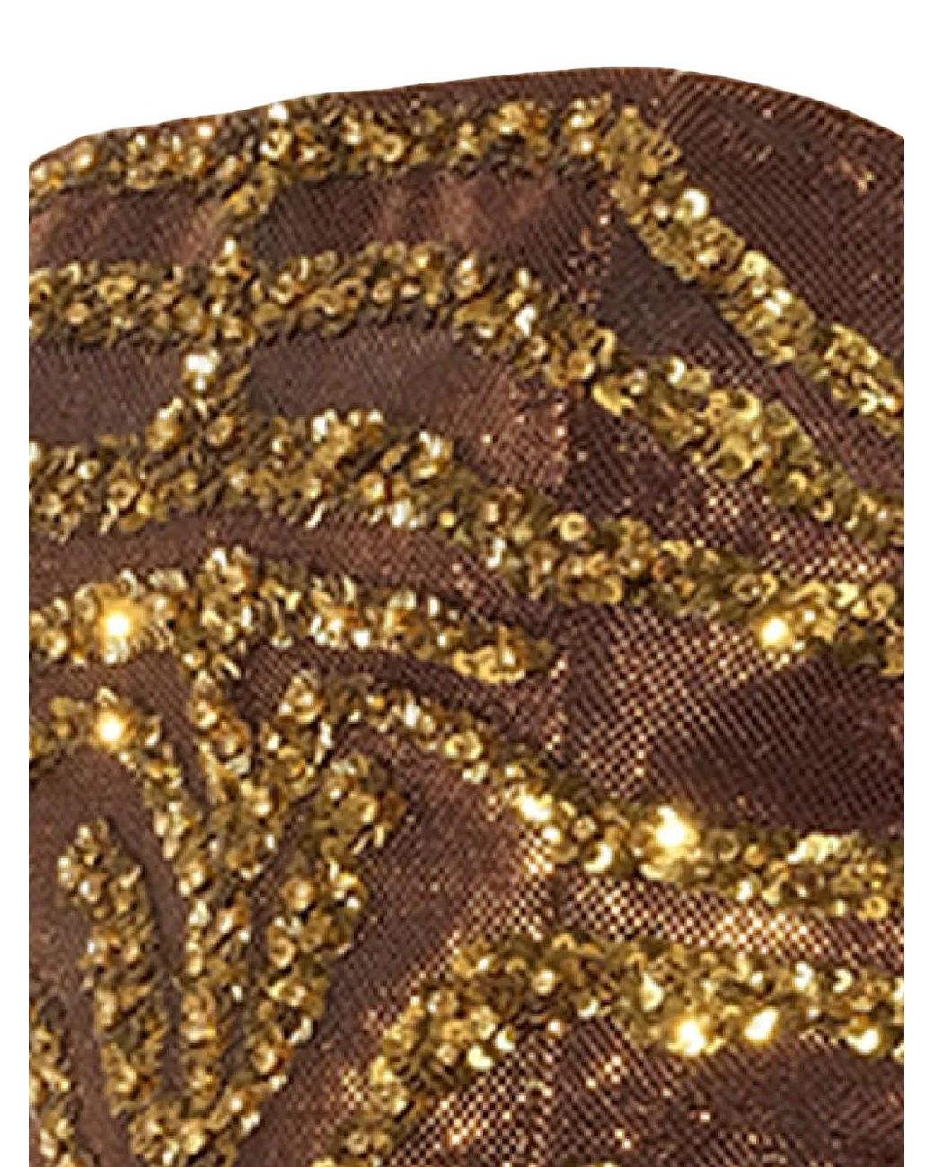 Balmain Brown Sequin-Embellished Strapless Dress