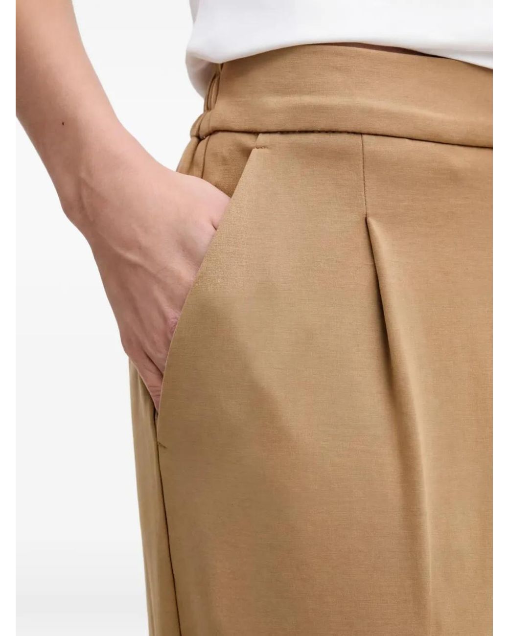 Benetton Natural Cuffed Tapered Trousers