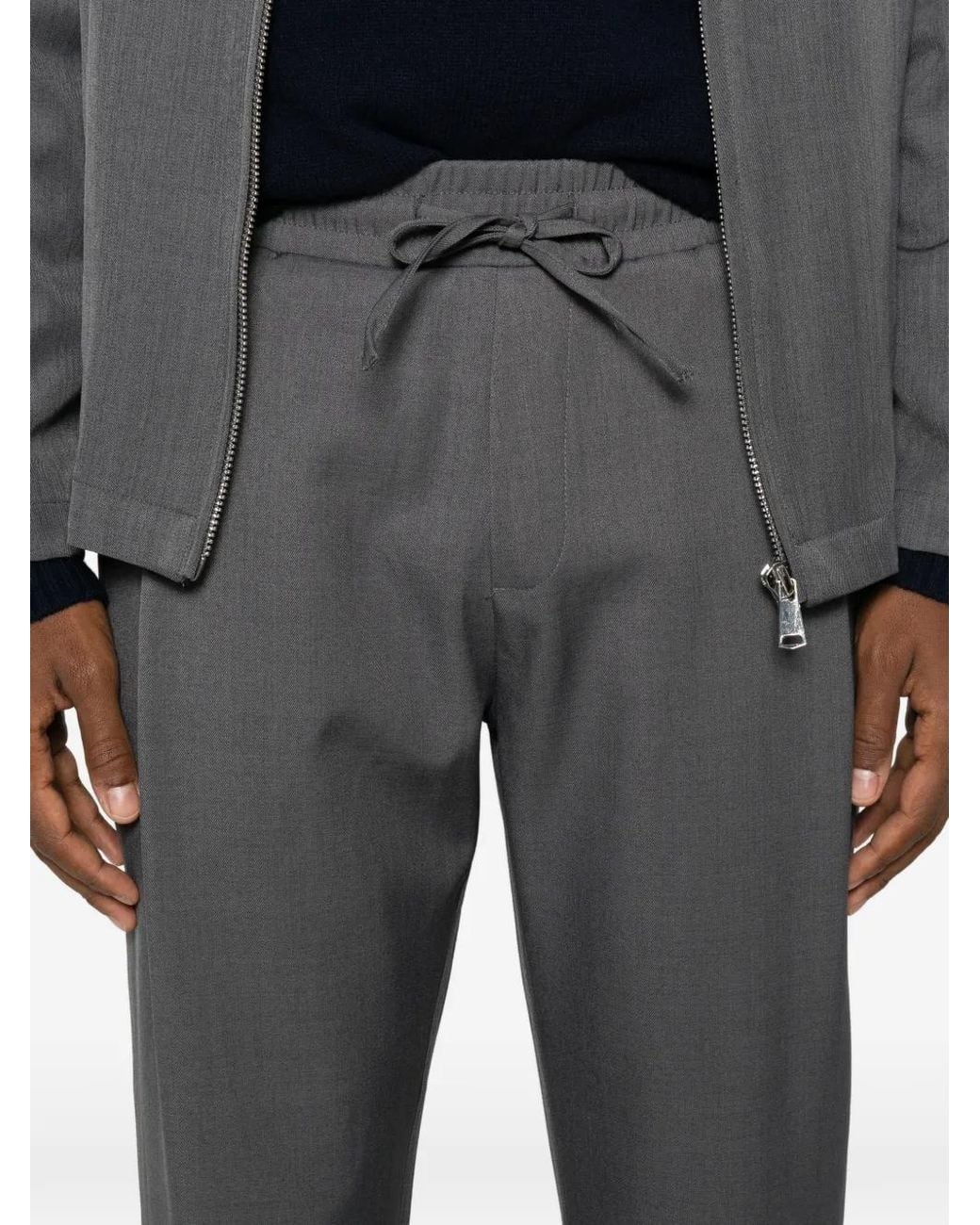 Imperial Gray Drawstring-Waistband Trousers for men