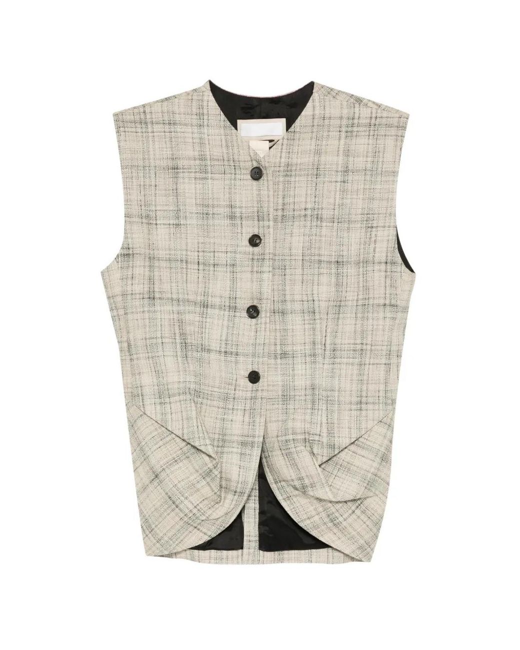 Litkovskaya White Check-Pattern Draped Vest