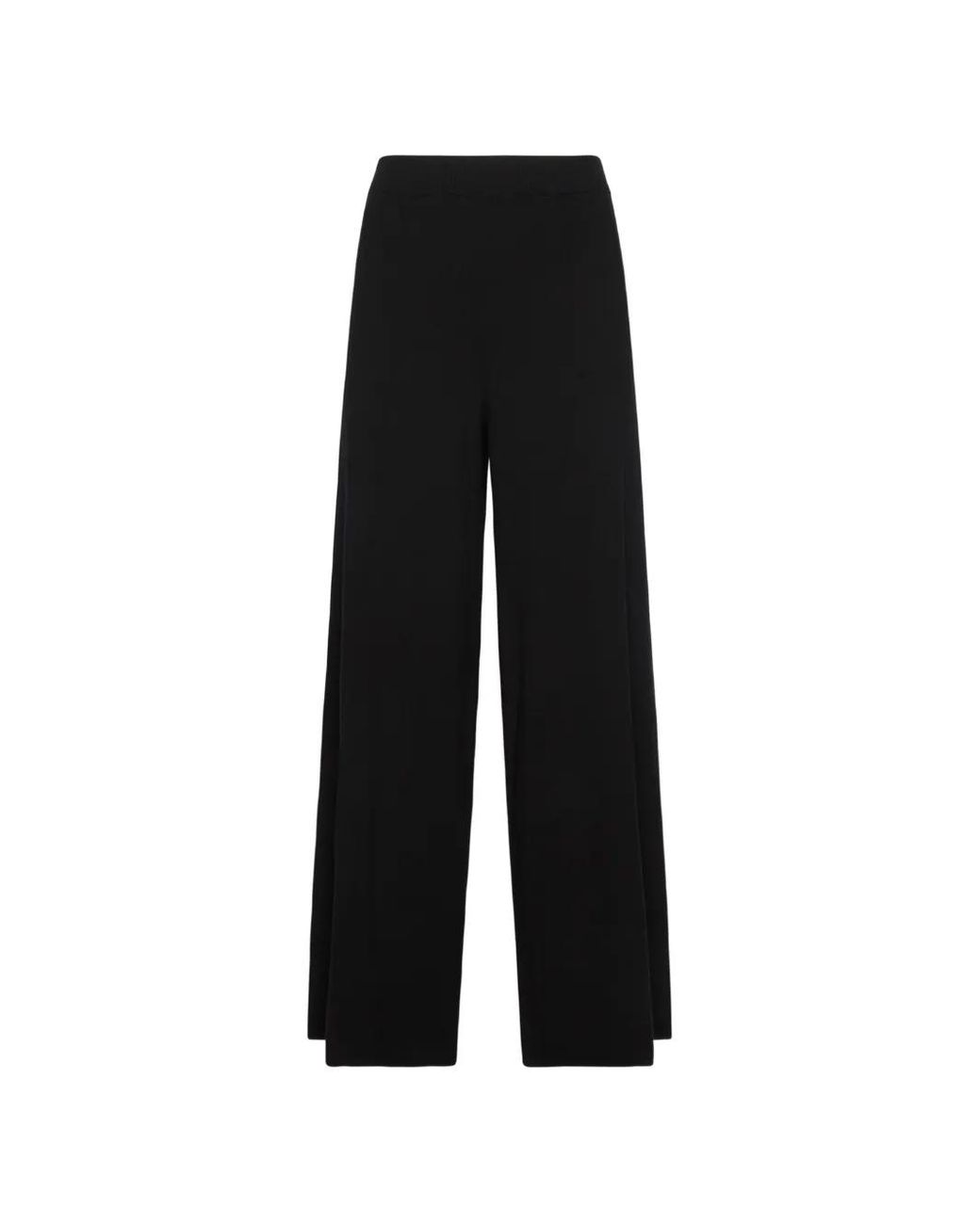 Elena Miro Black Fine-Knit Wide-Leg Trousers