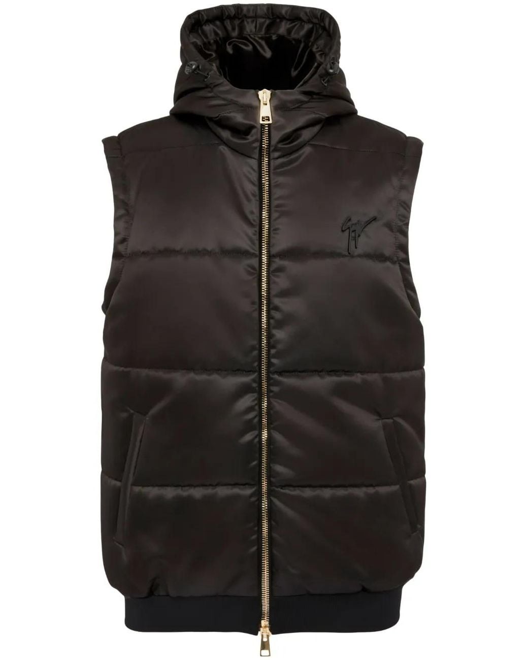 Giuseppe Zanotti Black Logo-Embroidered Padded Vest for men