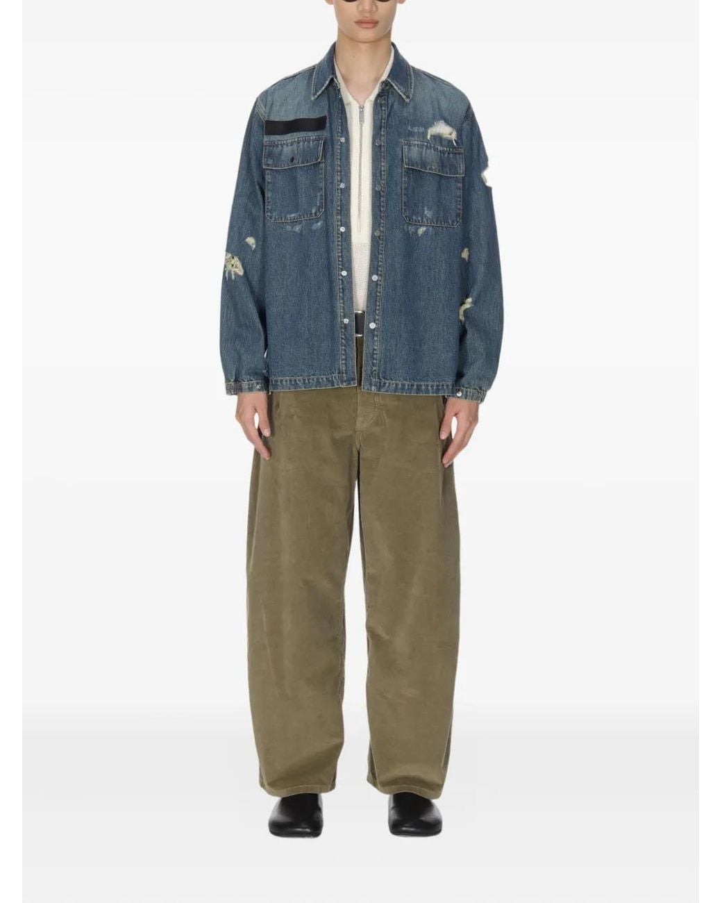 Helmut Lang Blue Distressed Denim Jacket for men