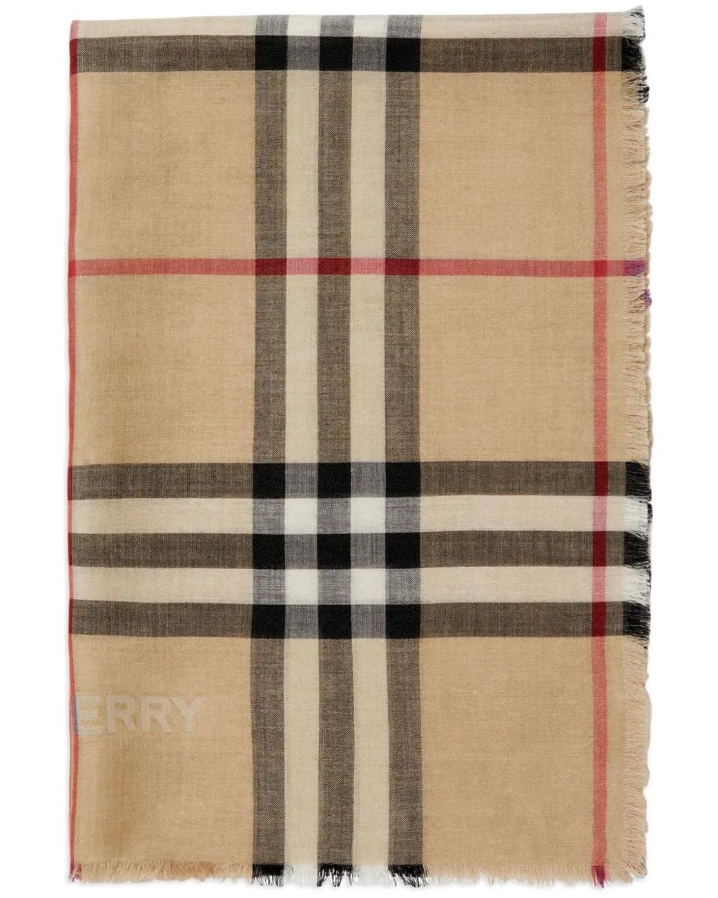 Burberry Multicolor Wendbarer Check Sand Wool Silk Scarf
