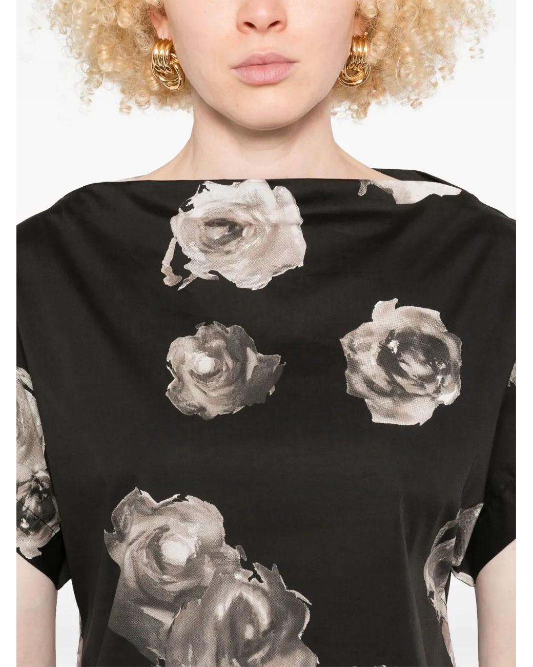 Liviana Conti Black Floral-Print Blouse