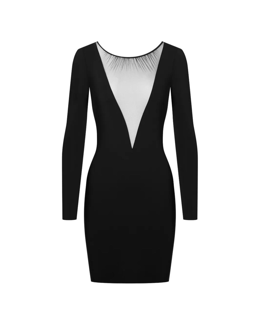 Scandale Black Nuit Fauve Mesh-Panel Mini Dress