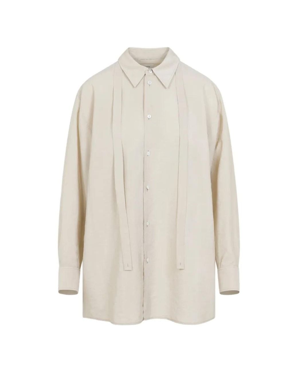 Lemaire White Long Shirt With Tie