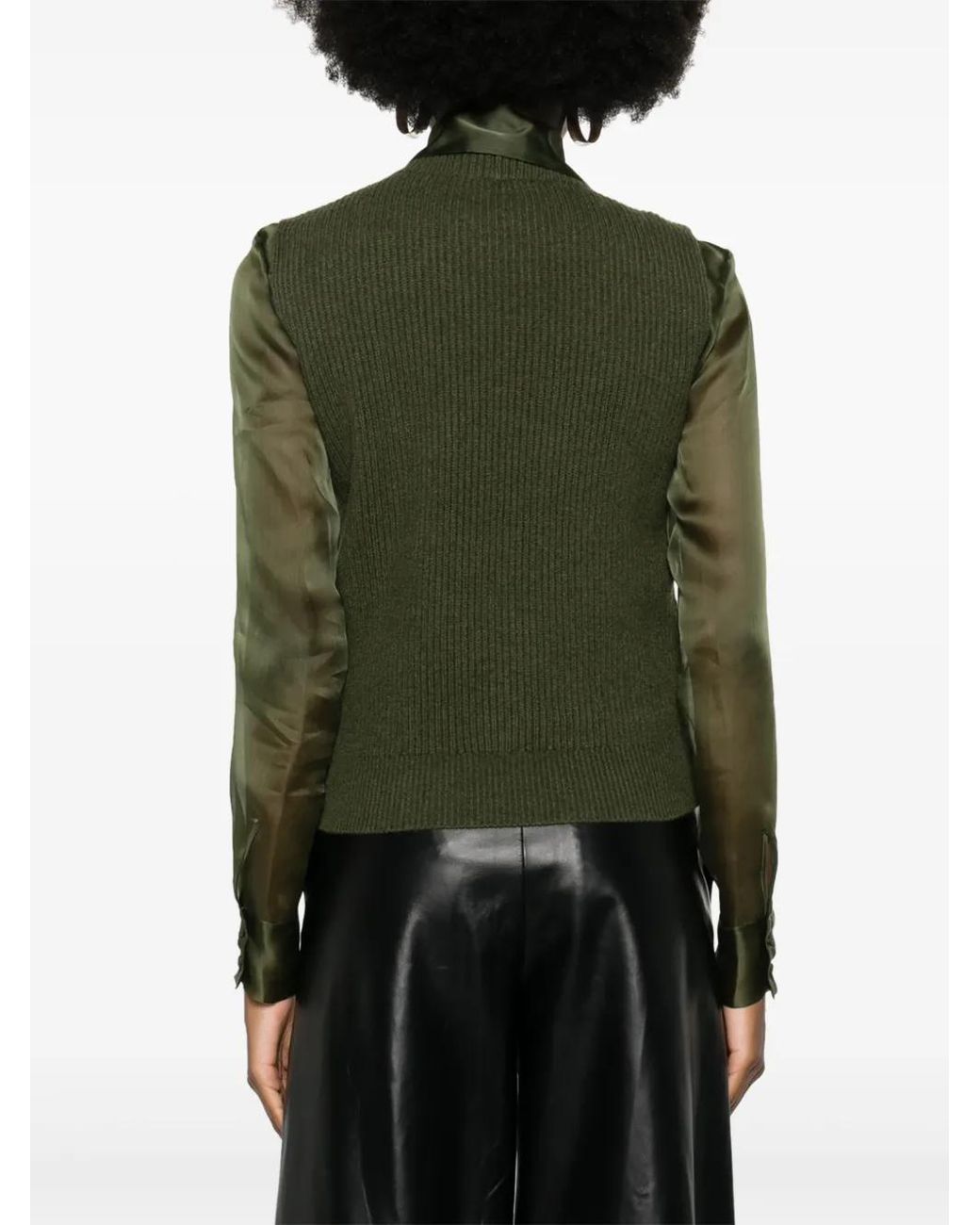 Fabiana Filippi Green Ribbed-Knit Cashmere Vest