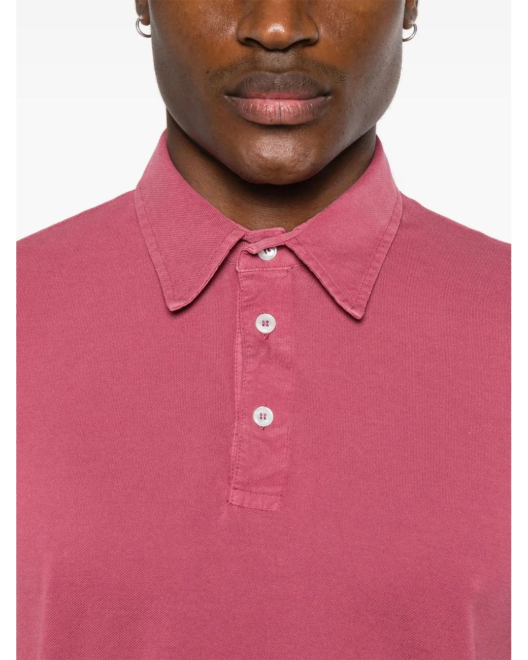 Fedeli Pink Piqué-Weave Polo Shirt for men